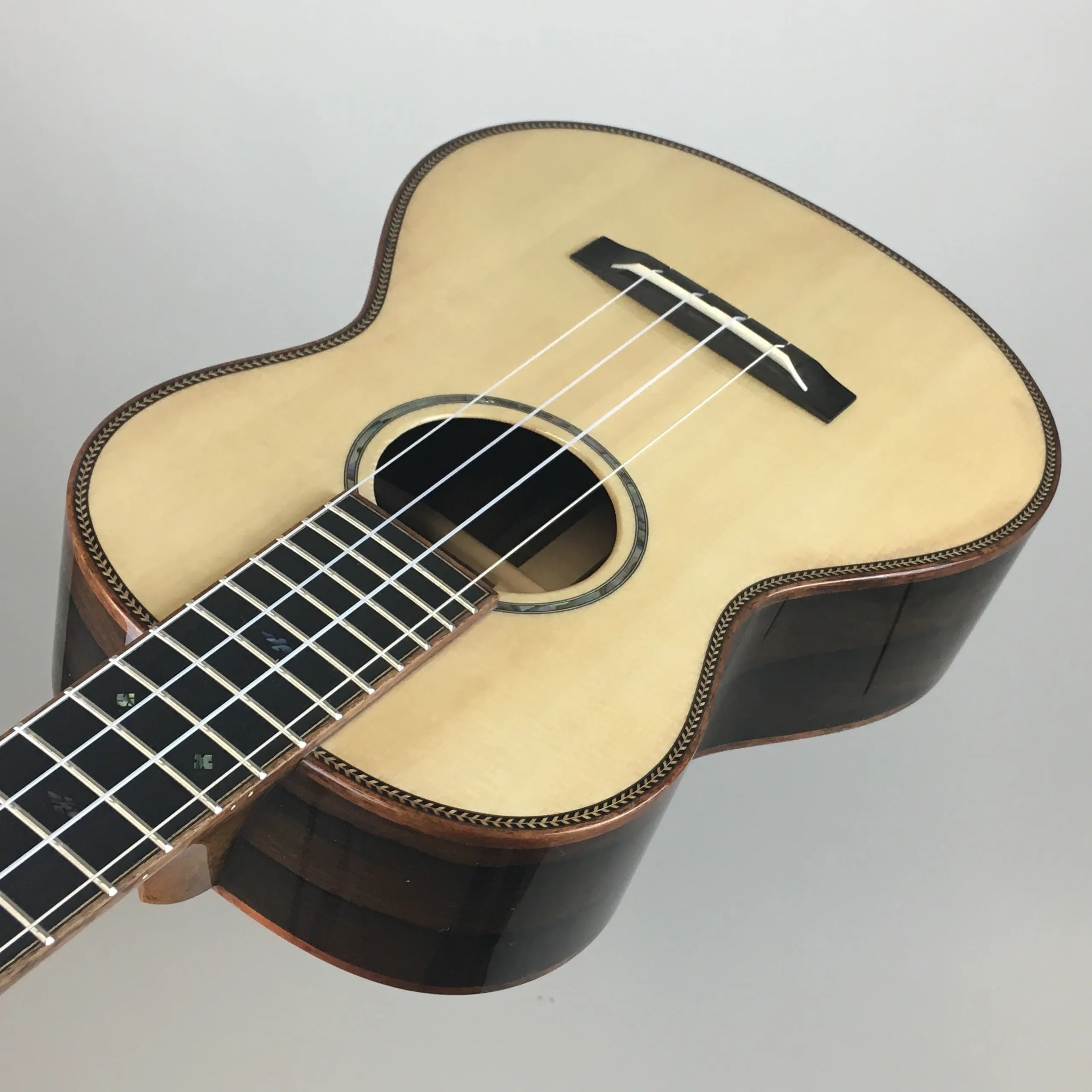 Finished Hapa ukulele natural wood front view